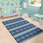 Snow Flower Knitted Pattern Print Area Rug
