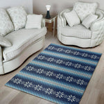 Snow Flower Knitted Pattern Print Area Rug