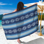 Snow Flower Knitted Pattern Print Beach Sarong Wrap
