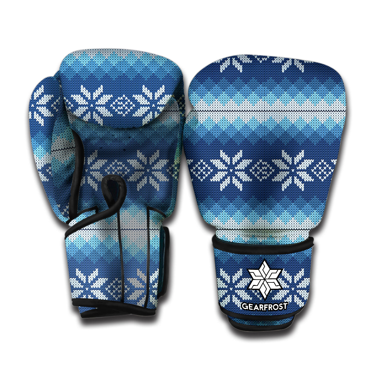 Snow Flower Knitted Pattern Print Boxing Gloves