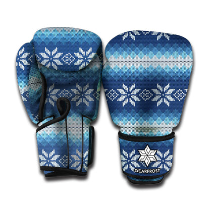 Snow Flower Knitted Pattern Print Boxing Gloves