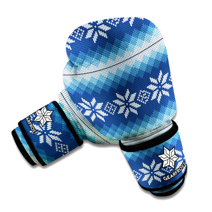 Snow Flower Knitted Pattern Print Boxing Gloves