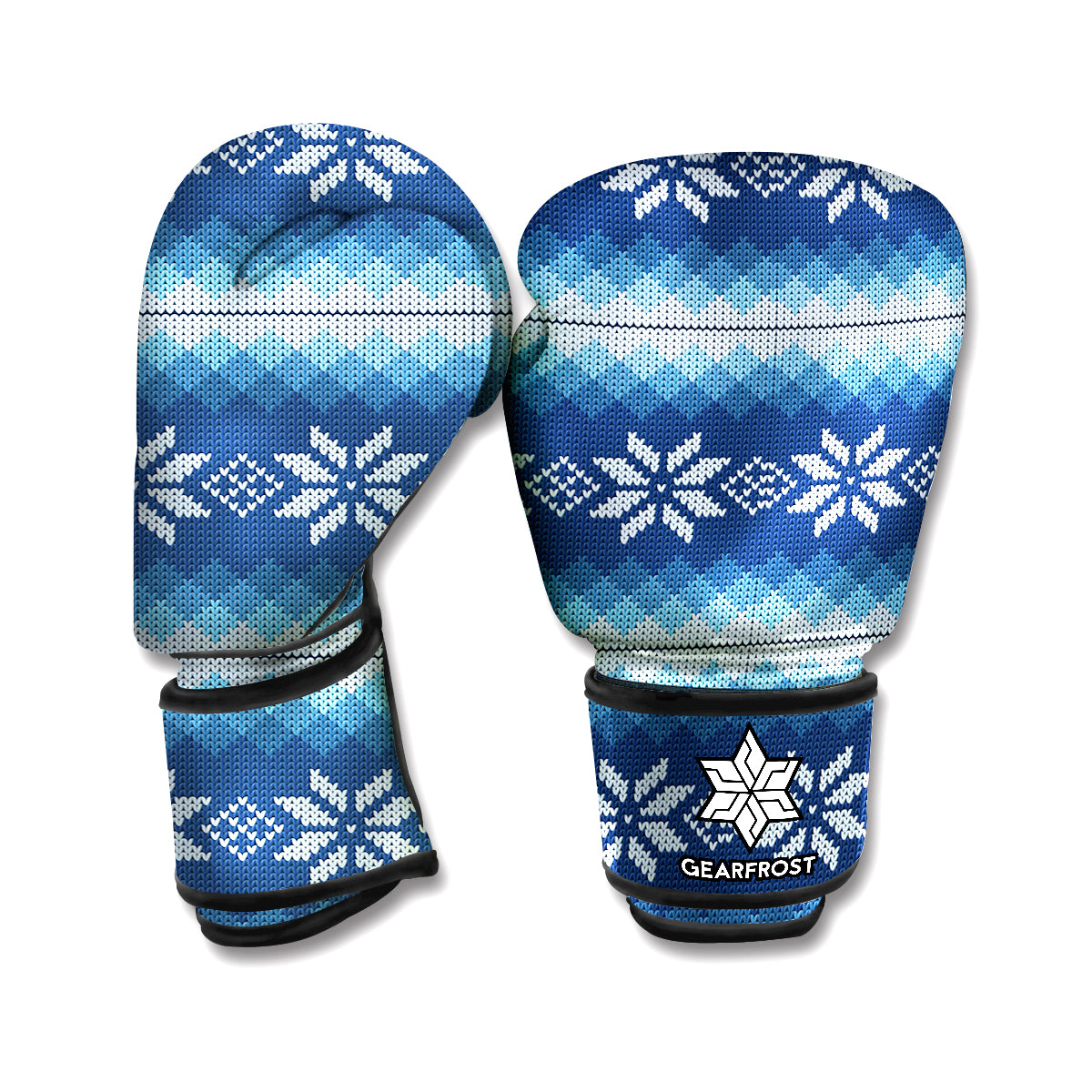 Snow Flower Knitted Pattern Print Boxing Gloves