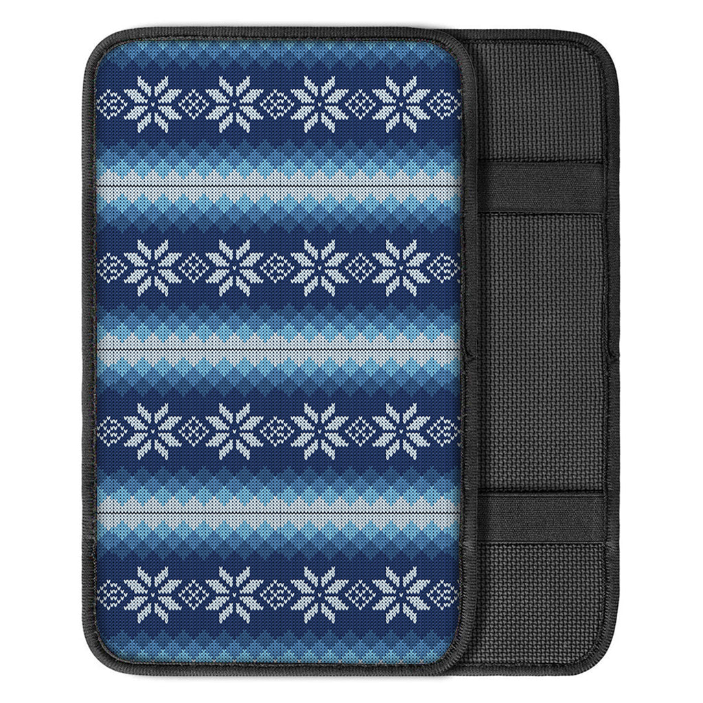 Snow Flower Knitted Pattern Print Car Center Console Cover