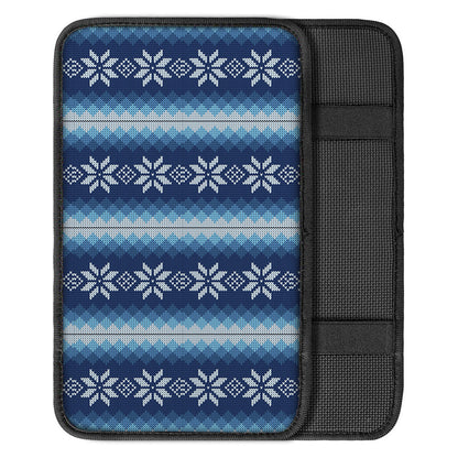 Snow Flower Knitted Pattern Print Car Center Console Cover