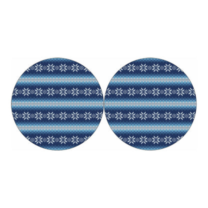 Snow Flower Knitted Pattern Print Car Coasters