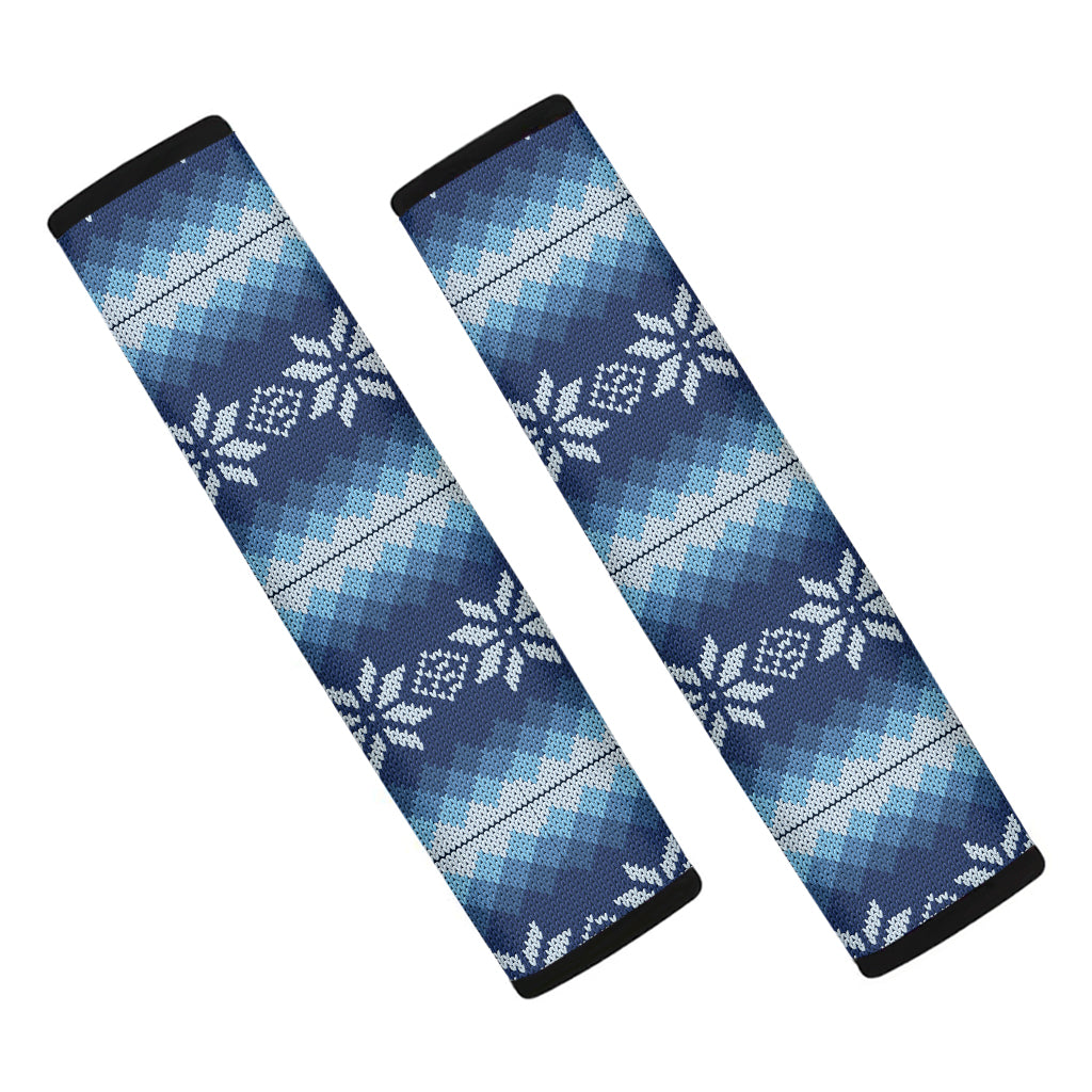 Snow Flower Knitted Pattern Print Car Seat Belt Covers