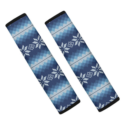 Snow Flower Knitted Pattern Print Car Seat Belt Covers