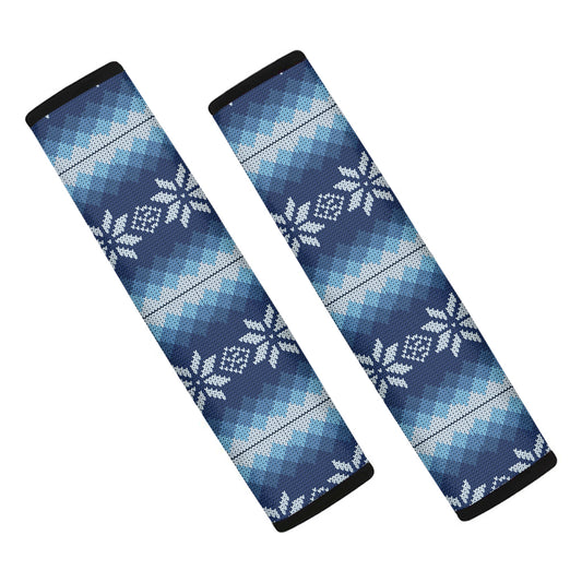 Snow Flower Knitted Pattern Print Car Seat Belt Covers