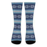 Snow Flower Knitted Pattern Print Crew Socks
