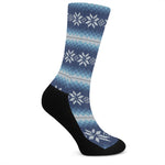 Snow Flower Knitted Pattern Print Crew Socks