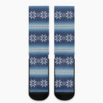 Snow Flower Knitted Pattern Print Crew Socks