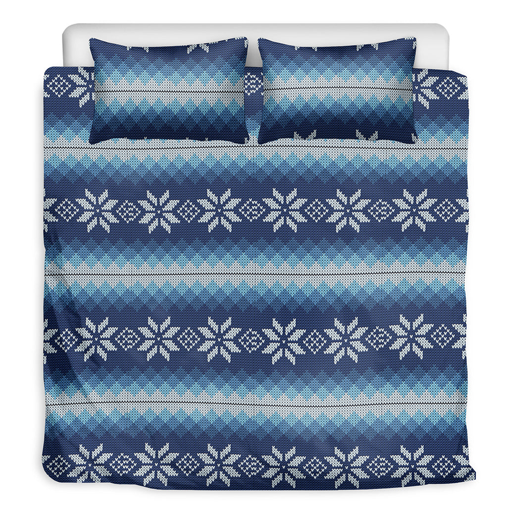Snow Flower Knitted Pattern Print Duvet Cover Bedding Set