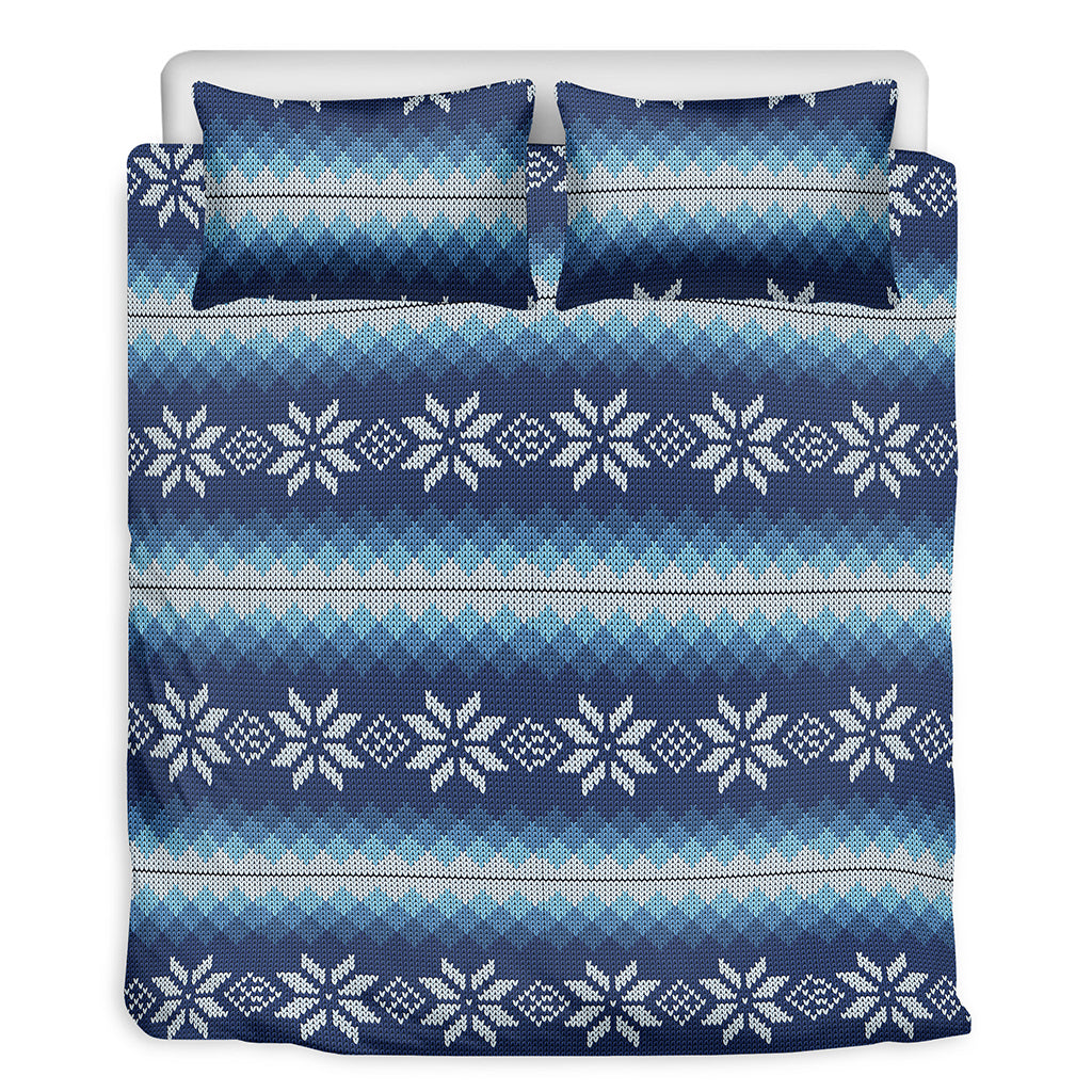 Snow Flower Knitted Pattern Print Duvet Cover Bedding Set