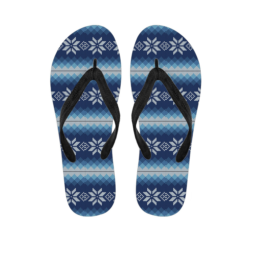 Snow Flower Knitted Pattern Print Flip Flops