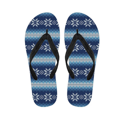 Snow Flower Knitted Pattern Print Flip Flops