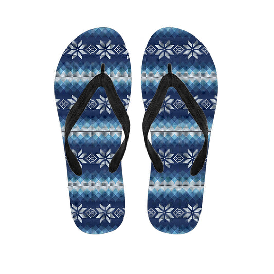 Snow Flower Knitted Pattern Print Flip Flops