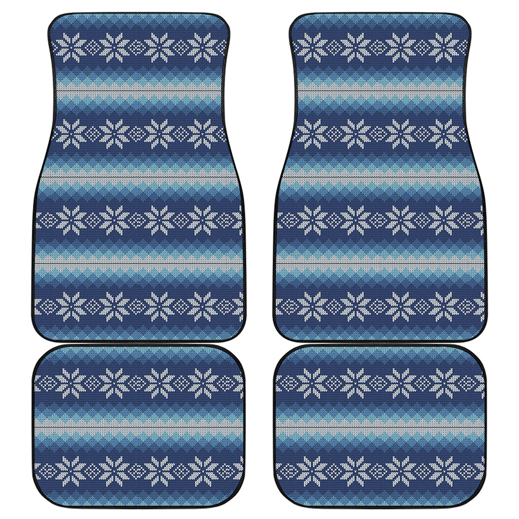 Snow Flower Knitted Pattern Print Front and Back Car Floor Mats