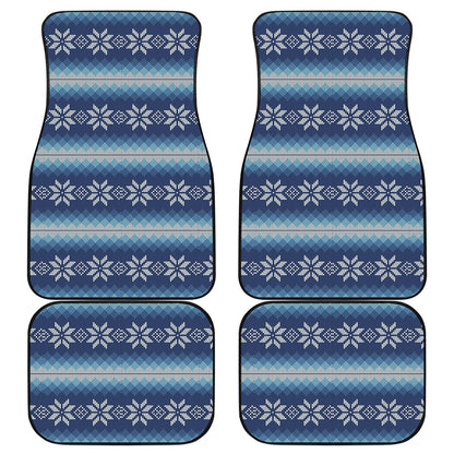Snow Flower Knitted Pattern Print Front and Back Car Floor Mats