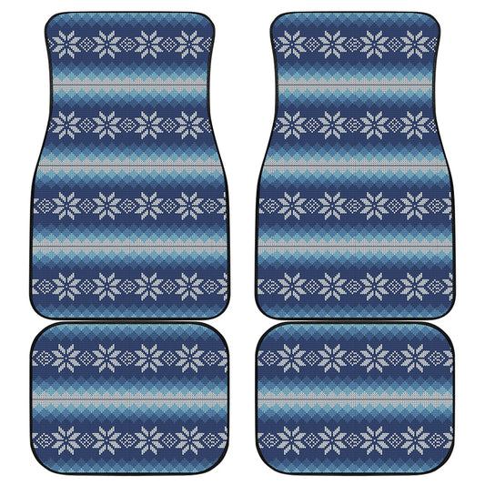 Snow Flower Knitted Pattern Print Front and Back Car Floor Mats