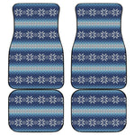 Snow Flower Knitted Pattern Print Front and Back Car Floor Mats