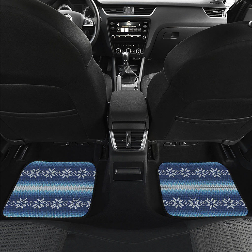Snow Flower Knitted Pattern Print Front and Back Car Floor Mats