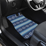 Snow Flower Knitted Pattern Print Front and Back Car Floor Mats