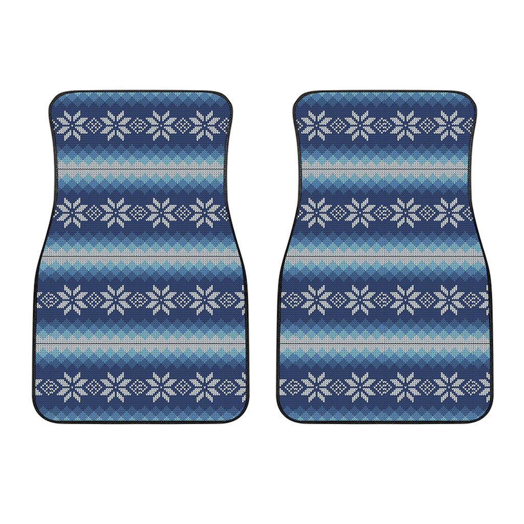 Snow Flower Knitted Pattern Print Front Car Floor Mats