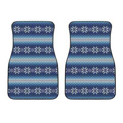 Snow Flower Knitted Pattern Print Front Car Floor Mats