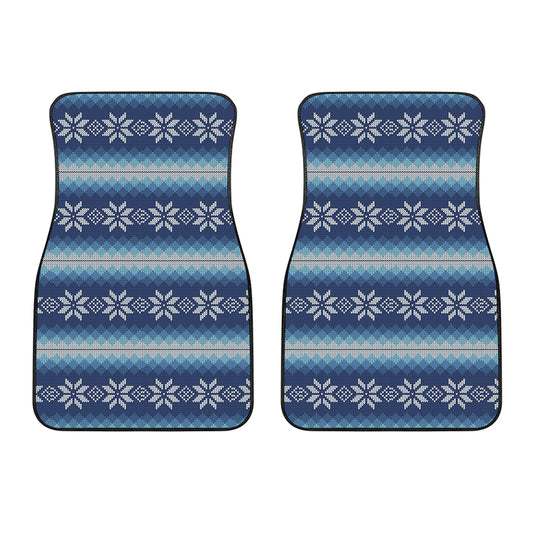 Snow Flower Knitted Pattern Print Front Car Floor Mats