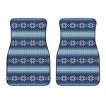 Snow Flower Knitted Pattern Print Front Car Floor Mats