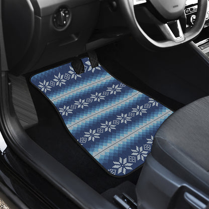 Snow Flower Knitted Pattern Print Front Car Floor Mats