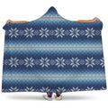 Snow Flower Knitted Pattern Print Hooded Blanket