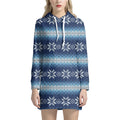 Snow Flower Knitted Pattern Print Pullover Hoodie Dress