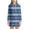 Snow Flower Knitted Pattern Print Hoodie Dress