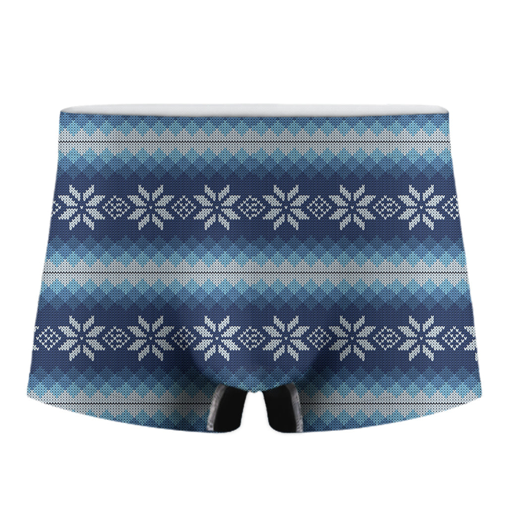 Snow Flower Knitted Pattern Print Men's Boxer Briefs