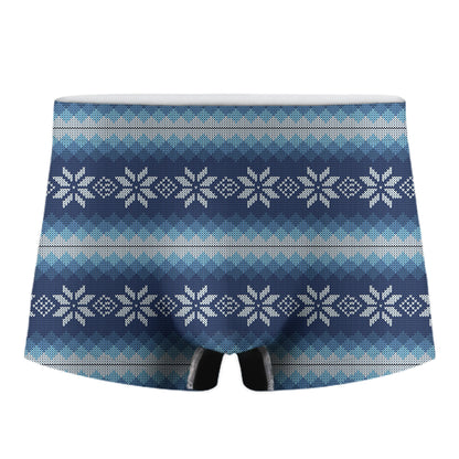 Snow Flower Knitted Pattern Print Men's Boxer Briefs