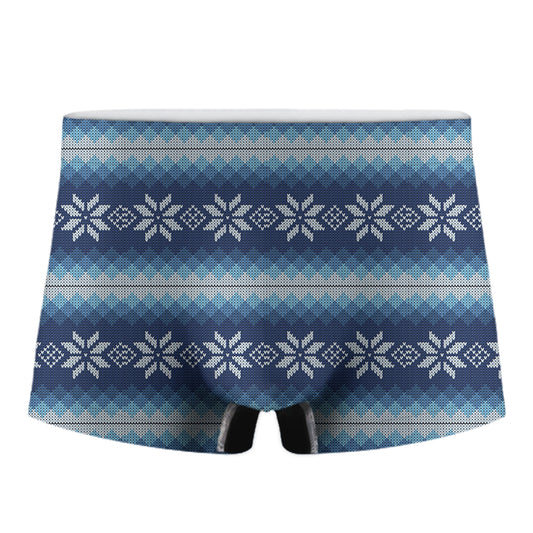 Snow Flower Knitted Pattern Print Men's Boxer Briefs