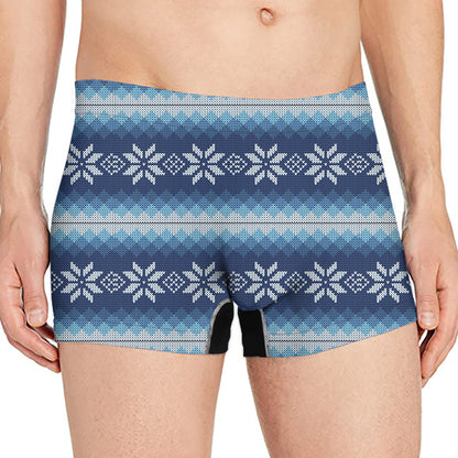 Snow Flower Knitted Pattern Print Men's Boxer Briefs