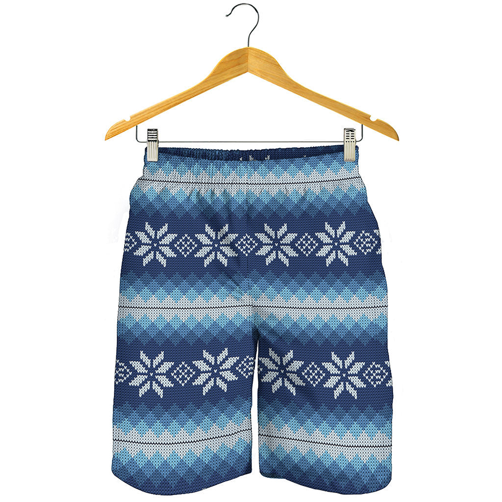 Snow Flower Knitted Pattern Print Men's Shorts