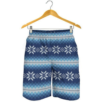 Snow Flower Knitted Pattern Print Men's Shorts