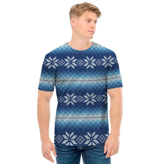 Snow Flower Knitted Pattern Print Men's T-Shirt
