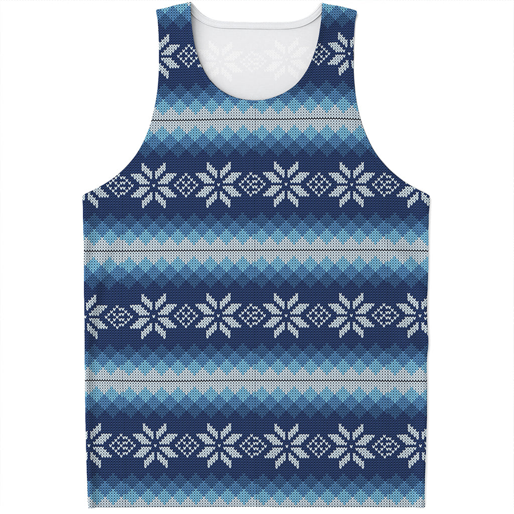 Snow Flower Knitted Pattern Print Men's Tank Top