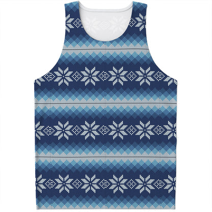 Snow Flower Knitted Pattern Print Men's Tank Top