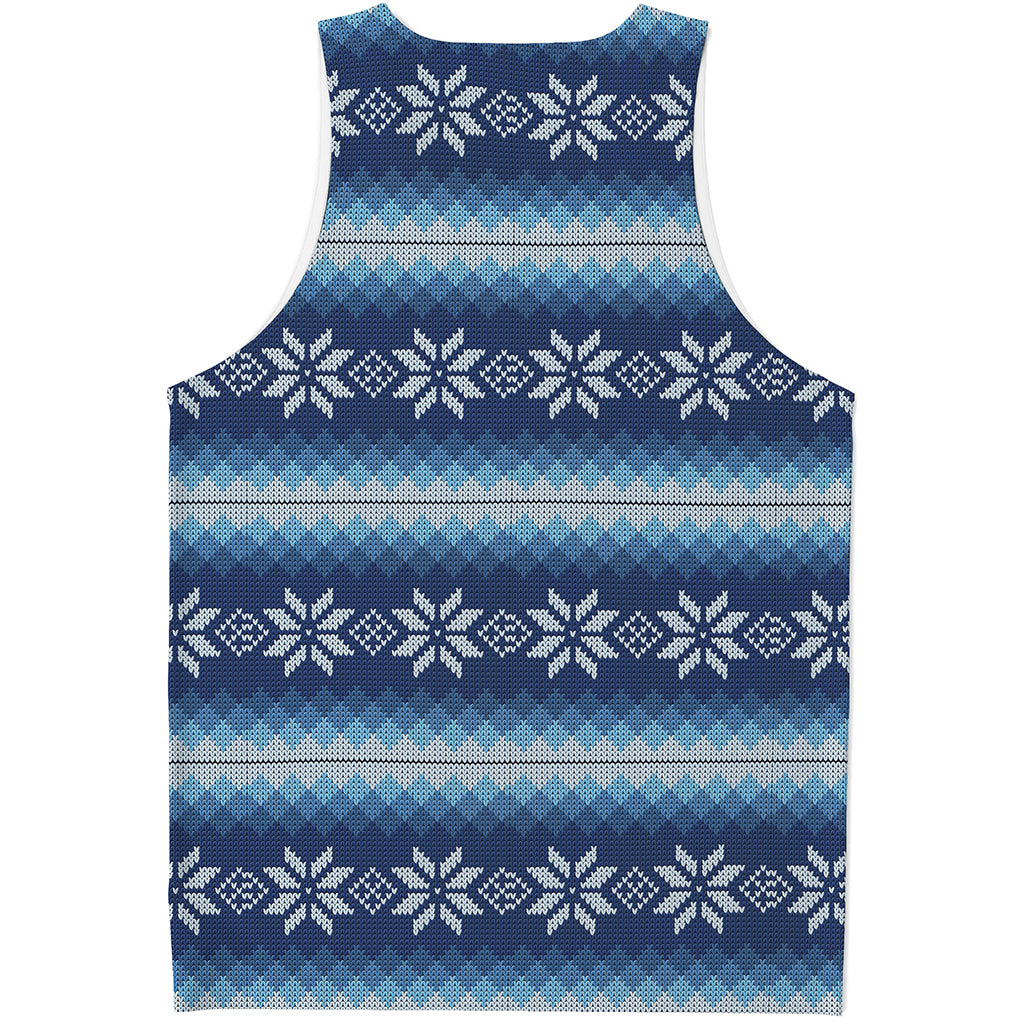Snow Flower Knitted Pattern Print Men's Tank Top