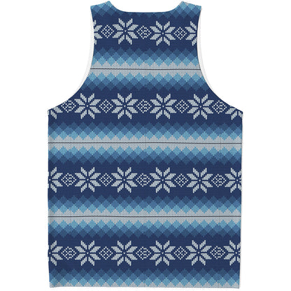 Snow Flower Knitted Pattern Print Men's Tank Top