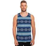 Snow Flower Knitted Pattern Print Men's Tank Top