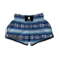Snow Flower Knitted Pattern Print Muay Thai Boxing Shorts