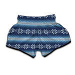 Snow Flower Knitted Pattern Print Muay Thai Boxing Shorts