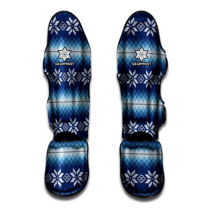 Snow Flower Knitted Pattern Print Muay Thai Shin Guard